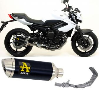 Arrow Volledig Uitlaatsysteem met Street Thunder Aluminium Black Steel Endcap Einddemper met E-keur incl. Katalysator Yamaha XJ6 / Diversion 2009 > 2015