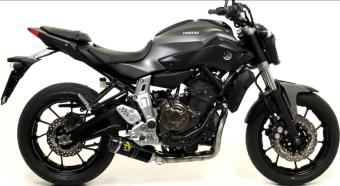 Arrow Thunder Aluminium Dark with Carbon Endcap Einddemper incl. RVS Voorbochten Low Mount Yamaha MT-07 2014 - 2020