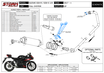 Storm By Mivv GP RVS Black Compleet 1in1 Uitlaatsysteem Met E-keur SUZUKI GSX-R 125 2017 - 2020