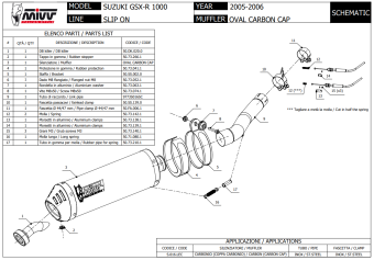 Mivv Oval Carbon met Carbon Cap Slip-on Einddemper met E-keur Suzuki GSX-R 1000 2005 > 2006
