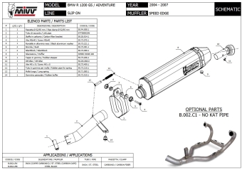 Mivv Speed Edge RVS Black Slip-on Einddemper met E-keur BMW R 1200 GS / Adventure 2004 > 2007