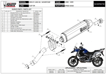 Mivv Speed Edge RVS Black Slip-on Einddemper met E-keur BMW R 1200 GS / Adventure 2008 > 2009