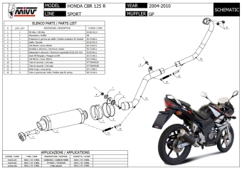 Mivv GP RVS Black Compleet Uitlaatsysteem met E-keur Honda CBR 125 R 2004 > 2010