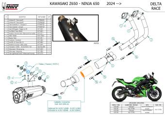 Mivv Delta Race RVS Black Volledig Uitlaatsysteem Low Mount met E-keur Kawasaki Z650 en Ninja 650 2024