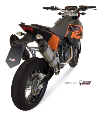 2x Mivv Suono RVS Bolt-on Einddempers (L+R) met E-keur KTM 690 SM 2007 > 2012