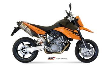 2x Mivv Suono RVS Bolt-on Einddempers (L+R) met E-keur KTM LC8 950 Supermoto R 2005 > 2006