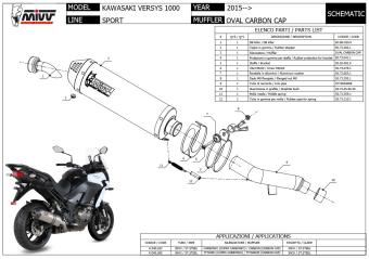 Mivv Oval Carbon met Carbon Cap Slip-on Einddemper met E-keur Kawasaki Versys 1000 2015 - 2018