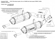 2x Akrapovic Slip-on Line Carbon Einddempers (L+R) met E-keur Kawasaki Z 1000 SX 2010 > 2013