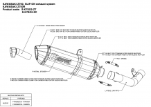 Akrapovic Slip-On Line Carbon Einddemper zonder E-keur Kawasaki Z750 R 2007 - 2012