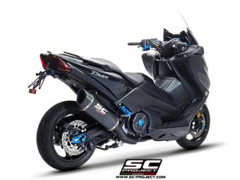 SC-Project Volledig 2-1 RVS Matt Black Uitlaatsysteem Met SC1-R Carbon Einddemper Euro4 Gekeurd YAMAHA T-MAX 530 / SX / DX / SX SPORT 2017 - 2019