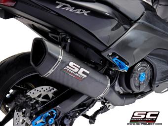 SC-Project Volledig 2-1 RVS Matt Black Uitlaatsysteem Met SC1-R Carbon Einddemper Euro4 Gekeurd YAMAHA T-MAX 530 / SX / DX / SX SPORT 2017 - 2019