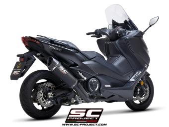 SC-Project Volledig 2-1 RVS Matt Black Uitlaatsysteem Met SC1-R Carbon Einddemper Euro5 Gekeurd YAMAHA T-MAX 560 2020 - 2021