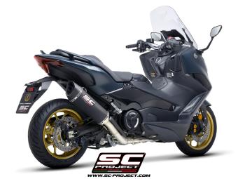 SC-Project Volledig 2-1 RVS Uitlaatsysteem Met SC1-R Carbon Einddemper Euro5 Gekeurd YAMAHA T-MAX 560 2022 - 2024