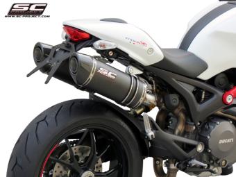 SC-Project Dubbele Oval Carbon Slip-On Einddemper Met E-keur DUCATI MONSTER 696 2009 - 2014