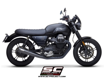 SC-Project Dubbele Conic 70s RVS Matt Black Uitlaat Euro4 Gekeurd MOTO GUZZI V7 III 2017 - 2020