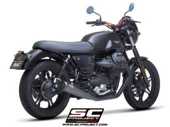 SC-Project Dubbele Conico 70s RVS Matt Black Uitlaat Zonder E-keur MOTO GUZZI V7 III 2017 - 2020