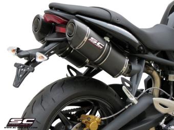 SC Project Oval Carbon Dubbele Slip-on Einddemper Set (L+R) met E-keur Street Triple 675 / R 2007 - 2012