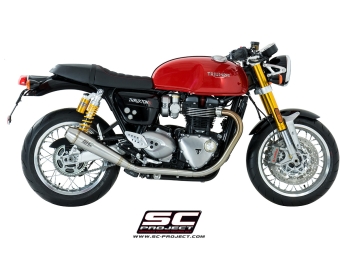 SC-Project Dubbele Conic RVS uitlaat Zonder E-keur TRIUMPH THRUXTON 1200 / R 2016