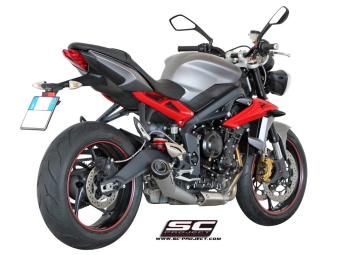 SC-Project Conic RVS Matt Grey Einddemper Met E-keur TRIUMPH STREET TRIPLE 675 / R / RX 2013 - 2016