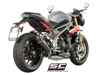 SC-Project Conic Carbon Low Position Einddemper Met E-keur TRIUMPH SPEED TRIPLE 1050 / S / R 2016 - 2017