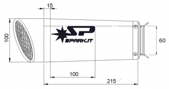 Spark Grid-O Universele Titanium Einddemper zonder E-keur met 60mm aansluiting