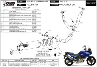 Mivv Oval Carbon met Carbon Cap Slip-on Einddemper met E-keur Suzuki DL V-Strom 650 2007 > 2011