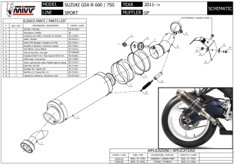 Mivv Oval Carbon Bolt-on Einddemper met E-keur Suzuki GSX-R 600 1996 > 2000