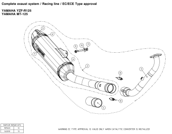 Akrapovic Racing Line Titanium Volledig Uitlaatsysteem met E-keur Yamaha R125 2021 - 2024