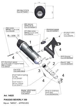 Leovince Nero RVS Slip-on Einddemper met E-keur PIAGGIO BEVERLY 350 SPORT Touring 2011 - 2016