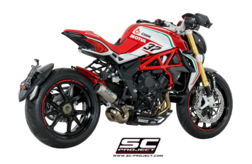 SC-Project CR-T titanium einddemper zonder E-keur incl. “welded sector” link pipe MV Agusta Dragster 800 / RR 2013 - 2024