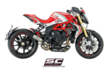 SC-Project CR-T titanium einddemper zonder E-keur incl. “welded sector” link pipe MV Agusta Dragster 800 / RR 2013 - 2024