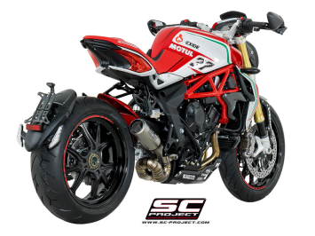 SC-Project CR-T titanium einddemper zonder E-keur incl. “welded sector” link pipe MV Agusta Dragster 800 / RR 2013 - 2024