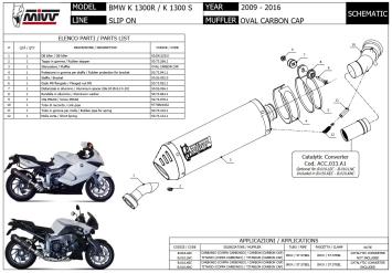 Mivv Oval Titanium met Carbon Cap Slip-on Einddemper met E-keur BMW K 1300 R / S 2009 > 2016