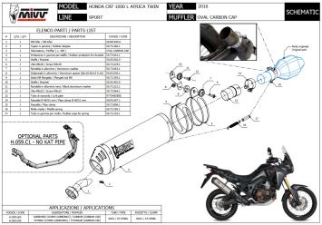 Mivv Oval Titanium Slip-on Einddemper met E-keur Honda CRF 1000 L Africa Twin 2016 > 2019