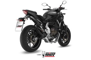 Mivv GP RVS Black met Carbon Endcap Volledig High Mount Uitlaatsysteem met E-keur Yamaha MT-07 2014 > 2024