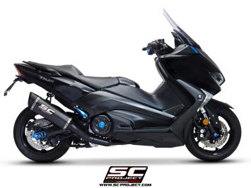 SC-Project Volledig 2-1 RVS Matt Black Uitlaatsysteem Met SC1-R Carbon Einddemper Euro4 Gekeurd YAMAHA T-MAX 530 / SX / DX / SX SPORT 2017 - 2019