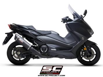 SC-Project Volledig 2-1 RVS Matt Black Uitlaatsysteem Met SC1-R Carbon Einddemper Euro5 Gekeurd YAMAHA T-MAX 560 2020 - 2021