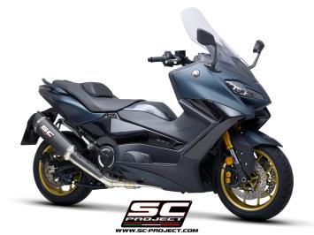 SC-Project Volledig 2-1 RVS Uitlaatsysteem Met SC1-R Carbon Einddemper Euro5 Gekeurd YAMAHA T-MAX 560 2022 - 2024