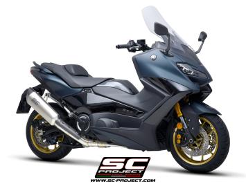 SC-Project Volledig 2-1 RVS Uitlaatsysteem Met SC1-R Titanium Einddemper Euro5 Gekeurd YAMAHA T-MAX 560 2022 - 2024