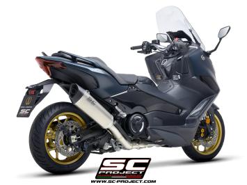 SC-Project Volledig 2-1 RVS Uitlaatsysteem Met SC1-R Titanium Einddemper Euro5 Gekeurd YAMAHA T-MAX 560 2022 - 2024