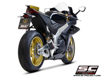 SC-Project CR-T Carbon With Stoneguard Grid Slip-On Einddemper Zonder E-keur APRILIA RSV4 / FACTORY 2021 - 2024